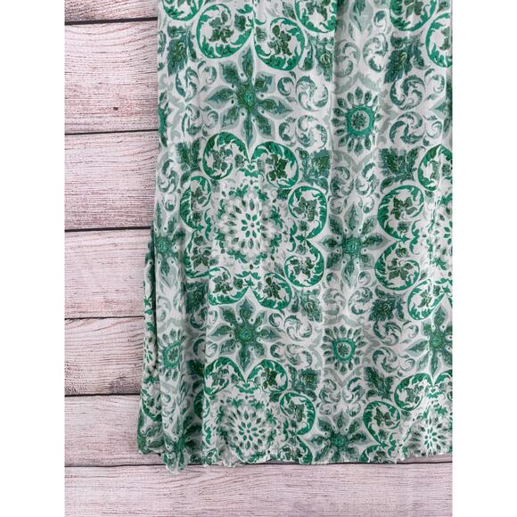 Anthropologie Floral Open Tie Back Midi Dress Womens Large White Green Stretch - Picture 5 of 10